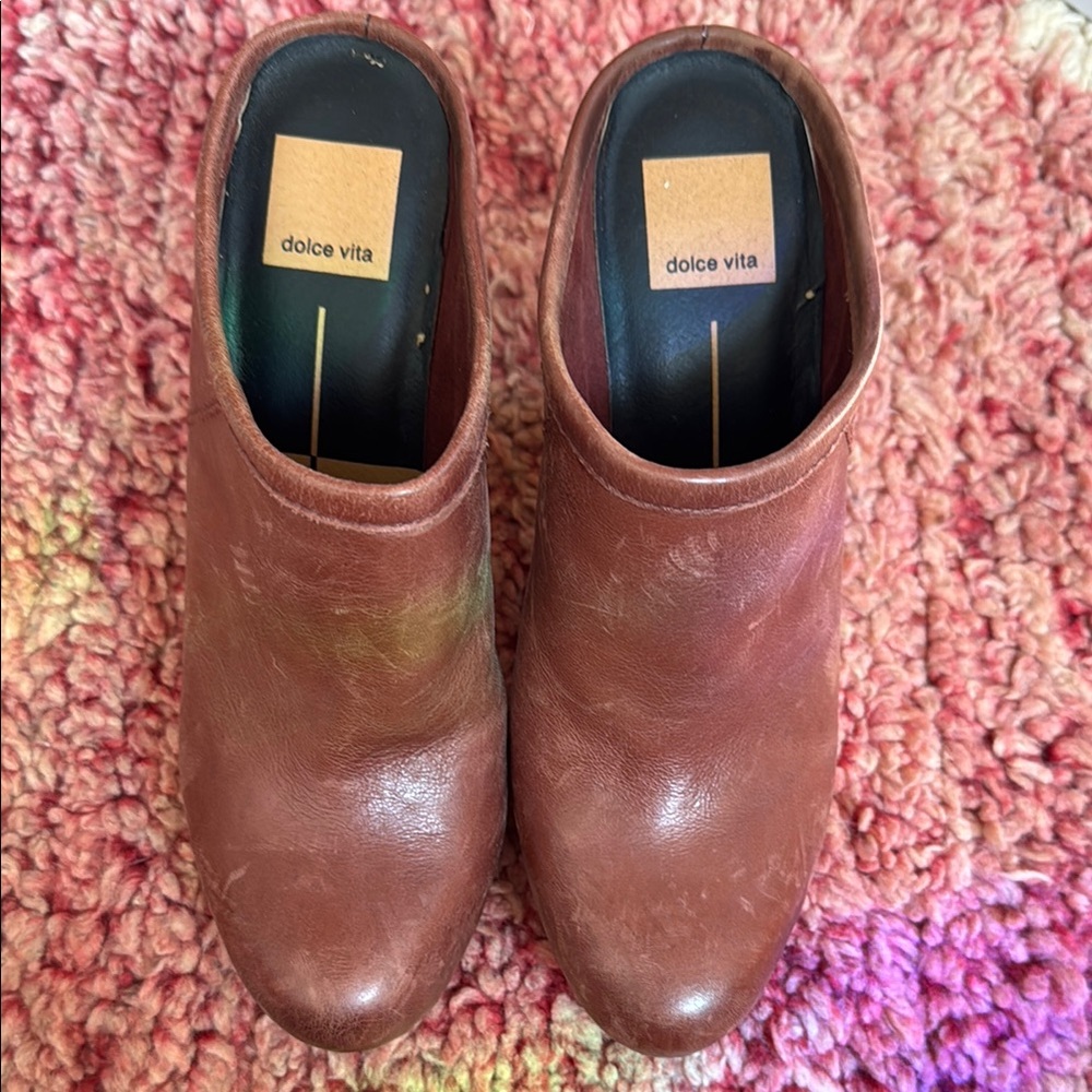 Dolce Vita / Anthropologie Women's Brown Ackley Leather 4” Mules